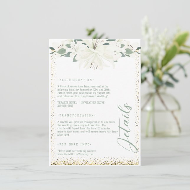 Elegante Charm Green Wildblume Wedding Begleitkarte (Stehend Vorderseite)