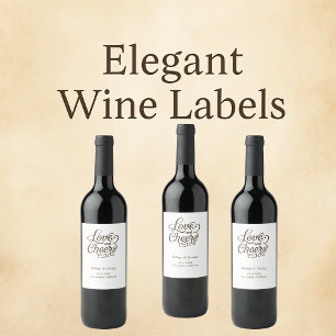 Elegante Charm Liebe und Cheers Weinetikett