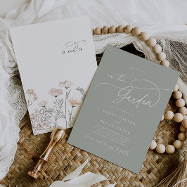 Elegante Charm Monogram Green Wildblume Wedding Einladung