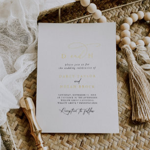 Elegante Charm-Monogramm-Goldfolie-Hochzeits-Einla Folieneinladung