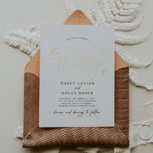 Elegante Charm Schwarze Weiße Goldfolie Hochzeitse Folieneinladung