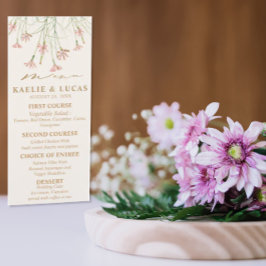Elegante Charm Wild Blume Wedding Menükarte