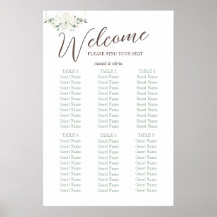 Elegante Charme Grüne Wildblume Hochzeitssitzkarte Poster