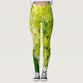 Elegante Chartreuse Green Limelight Hydrangea Leggings