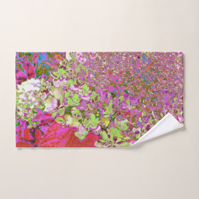 Elegante Chartreuse Green, Pink und Blue Hydrangea Handtuch (Handtuch)