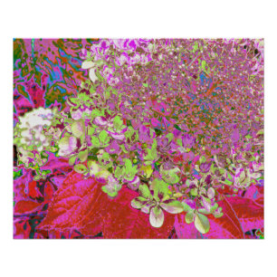 Elegante Chartreuse Green, Pink und Blue Hydrangea Poster
