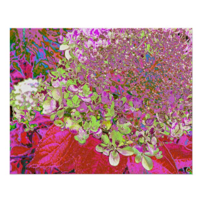 Elegante Chartreuse Green, Pink und Blue Hydrangea Poster (Vorderseite)