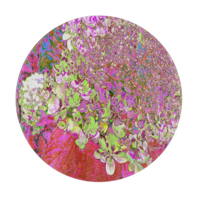 Elegante Chartreuse Green, Pink und Blue Hydrangea Schneidebrett (Vorderseite)