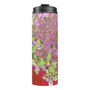 Elegante Chartreuse Green, Pink und Blue Hydrangea Thermosbecher