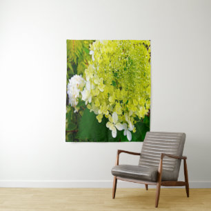 Elegante Chartreuse-Grüne Limelight-Hortensie Wandteppich