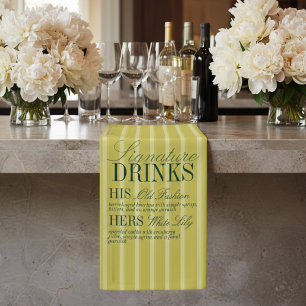 Elegante Chartreuse-Streifen-Signatur-Drinks-Hochz Banner