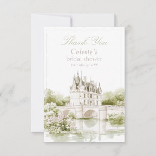 Elegante Château Französische Romantik Brautparty Dankeskarte