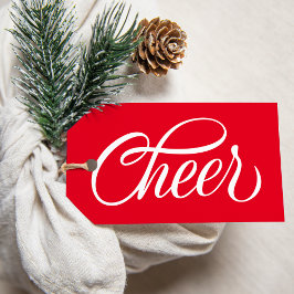 Elegante Cheer Red Script Weihnachtsfeiertag Geschenkanhänger