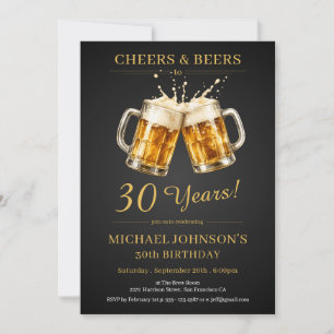 Elegante Cheers and Beers 30. Geburtstagsfeier Einladung
