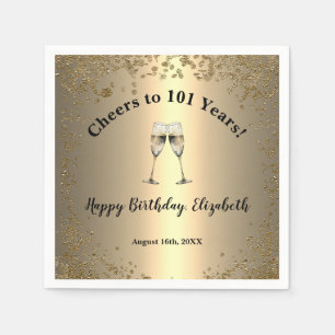 Elegante Cheers Gold 101. Geburtstag Servietten