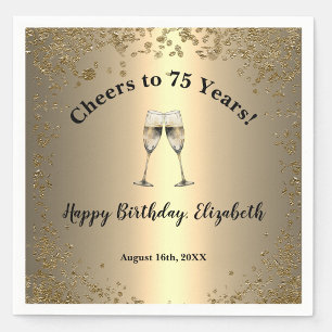 Elegante Cheers Gold 75. Geburtstag Servietten