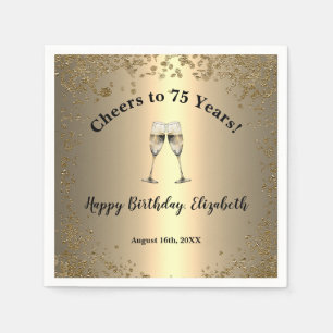 Elegante Cheers Gold 75. Geburtstag Servietten