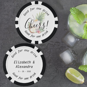 Elegante Cheers Tropical Drink Wedding Pokerchips