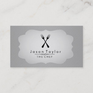 Elegante Chef Catering Retro Kreuzgabel Weiß Stahl Visitenkarte
