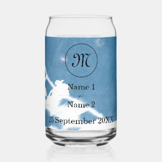 Elegante Cherry Blossom Cyanotype Hochzeit Einladu Dosenglas