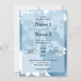 Elegante Cherry Blossom Cyanotype Hochzeit Einladu Magneteinladung