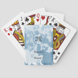 Elegante Cherry Blossom Cyanotype Hochzeit Einladu Spielkarten