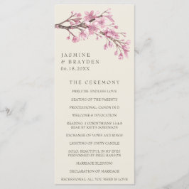 Elegante Cherry Blossom Pink Floral Wedding Programm