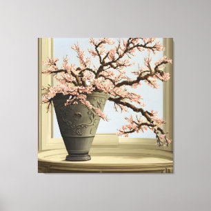 Elegante Cherry Blossom Vase von Window Canvas Pri Leinwanddruck