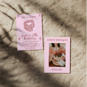 Elegante Cherry-Geburtstagseinladung mit Herz-Kuch Einladung