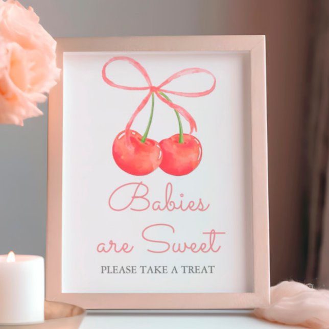 Elegante Cherry Pink Ribbon Babies sind süß Poster (Von Creator hochgeladen)