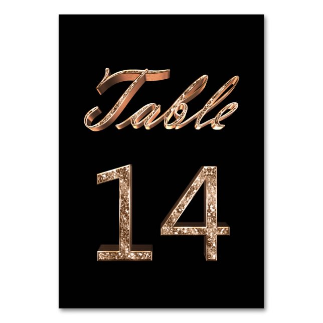 Elegante Chic Black Gold Party Tischnummer 14 (Vorderseite)