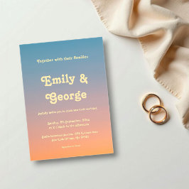 Elegante Chic Blue Orange Sky Sunset Wedding Acryleinladungen