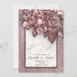 Elegante Chic Blume Burgundy Save the Date