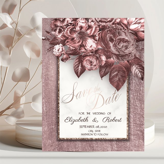 Elegante Chic Blume Burgundy Save the Date (Von Creator hochgeladen)