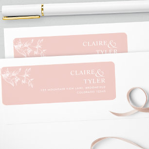 Elegante Chic Blush Pink Hochzeit Rücksendeadresse