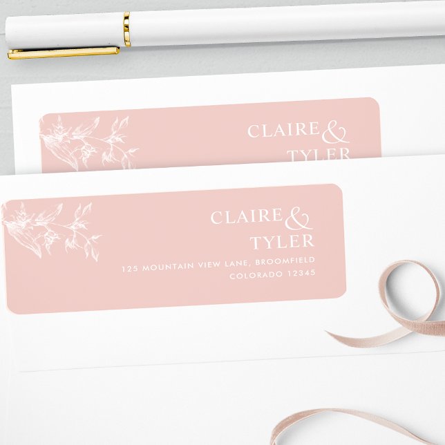 Elegante Chic Blush Pink Hochzeit Rücksendeadresse (Von Creator hochgeladen)