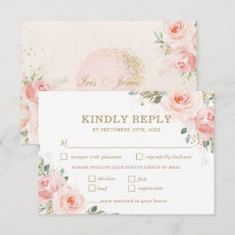 Elegante Chic Blush Pink Roses Blumenmesse RSVP Karte