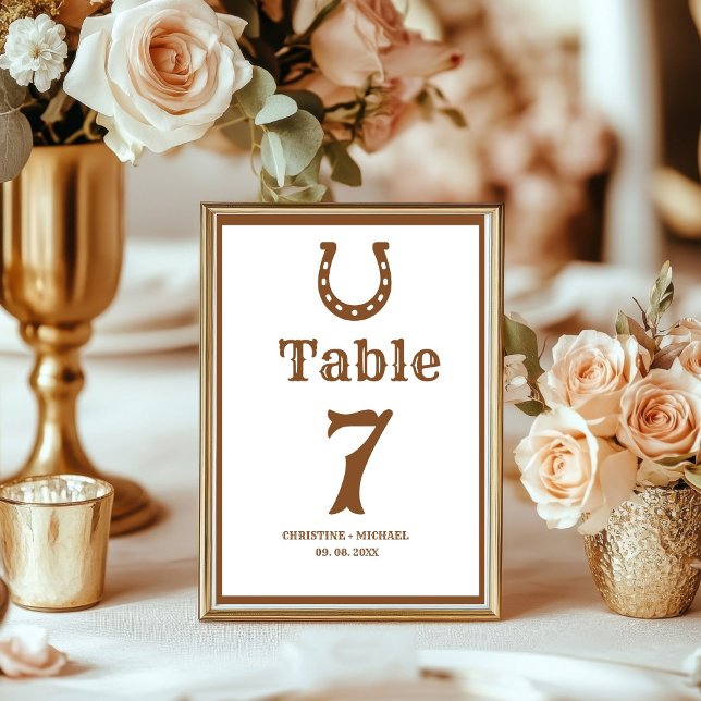Elegante & Chic Boho Western Cowboy Hochzeit  Tischnummer (Von Creator hochgeladen)