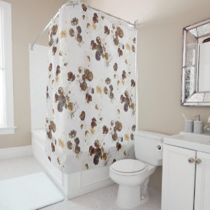 Elegante Chic Brown Beige Rose Blumenmuseum Duschvorhang