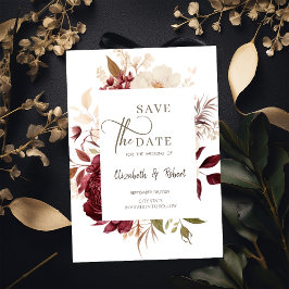 Elegante Chic Burgundy-Blume Save the Date
