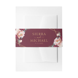 Elegante Chic Burgundy Blush Pink Gold Wedding Einladungsbanderole