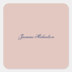 Elegante Chic Calligrafie Name Roségold Farbe Quadratischer Aufkleber