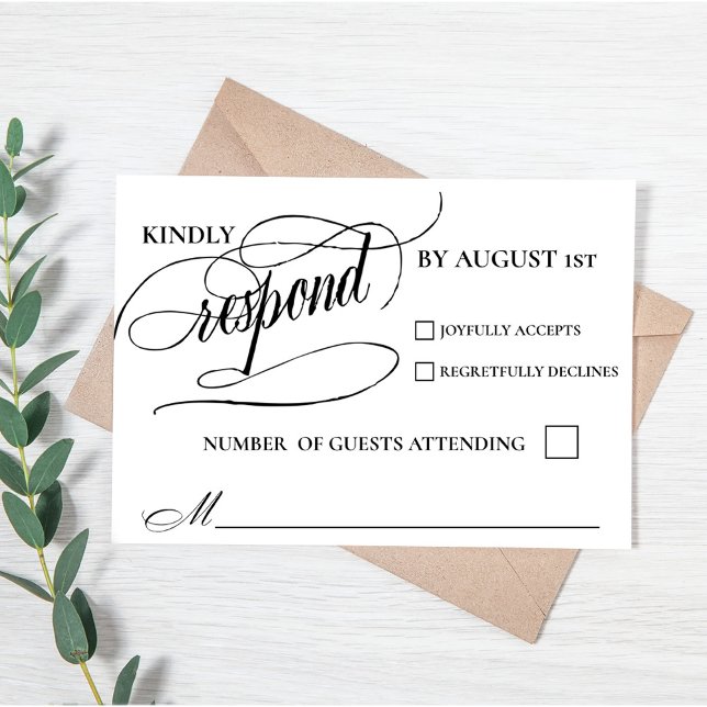 Elegante Chic Calligraphy Script UAWG Response Car RSVP Karte (Calligraphy Script Elegant Simple Modern Wedding Response Card )