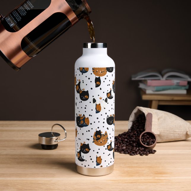 Elegante Chic Cat Patterns Wasserflasche Trinkflasche (Kaffee)