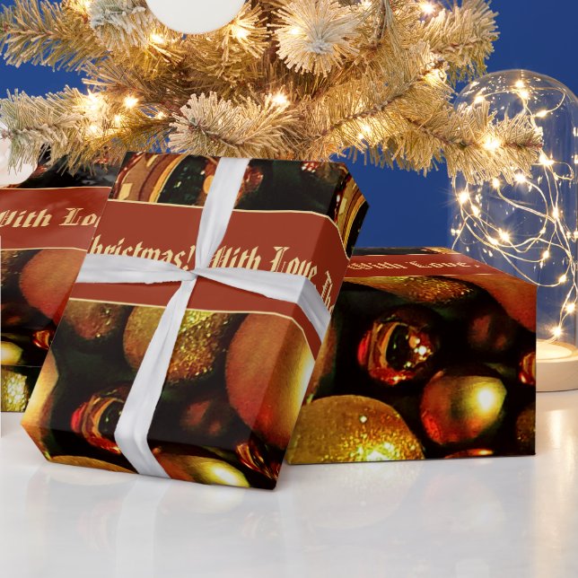 Elegante Chic Christmas Baubles Muster hinzufügen Geschenkpapier (Feiertage)