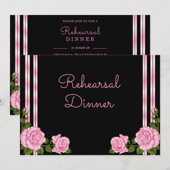 Elegante Chic Corner Rose Bouquet Probe Einladung (Vorne/Hinten)