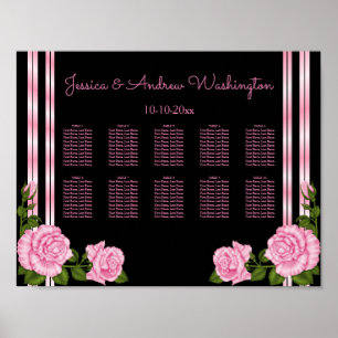 Elegante Chic Corner Rose Bouquet Seating Chart Poster
