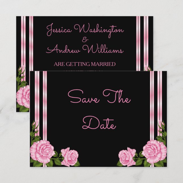 Elegante Chic Corner Rose Bouquet Wedding Einladung (Vorne/Hinten)
