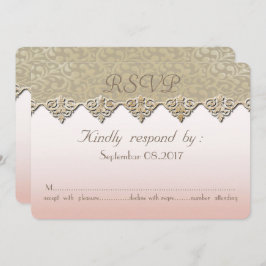 Elegante Chic Damask Wedding RSVP Card Einladung