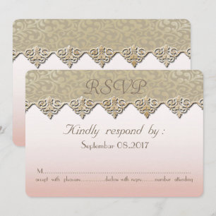 Elegante Chic Damast Hochzeit RSVP Karte